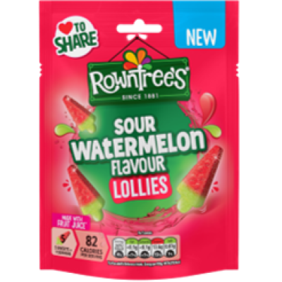 Rowntrees Sour Wtrm Lollies Pch 9X130G Xb